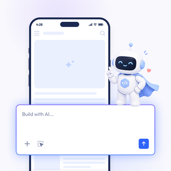 AI mobile app builder preview showing an app generated with AI